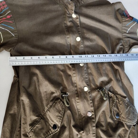 JCL Olive Green Embroidered Jacket S/M Boho Embroidery - Picture 13 of 16
